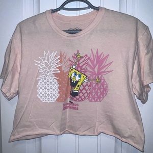 Vintage 1999 Spongebob SquarePants Crop Top peach color